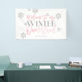 Winter ONEderland Silver Glitter Pink Welkomstteke Spandoek (Beurs)