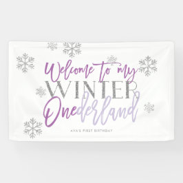 Winter ONEderland Silver Glitter Welcome Sign Spandoek