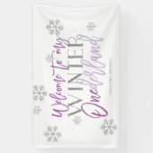 Winter ONEderland Silver Glitter Welcome Sign Spandoek (Verticaal)