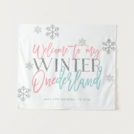 Winter ONEderland Silver Glitter Welcome Sign Wandkleed