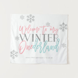 Winter ONEderland Silver Glitter Welcome Sign Wandkleed