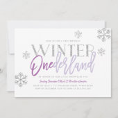 Winter ONEderland Silver Glitz Paarse 1e Verjaarda Kaart (Voorkant)
