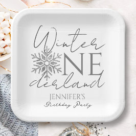Winter ONEderland | Silver Minimalist 1e verjaarda Papieren Bordje