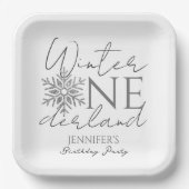Winter ONEderland | Silver Minimalist 1e verjaarda Papieren Bordje (Voorkant)