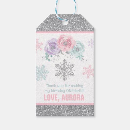 Winter ONEderland Silver Party Favor Bedankt Label Cadeaulabel (Voorkant)