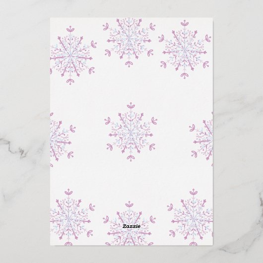 Winter Onederland silver pink girl first birthday Folie Uitnodiging (Achterkant)