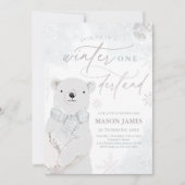 Winter Onederland Silver Polar Beer Birthday Kaart (Voorkant)