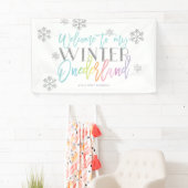Winter ONEderland Silver Rainbow Welcome Sign. Spandoek (Insitu)