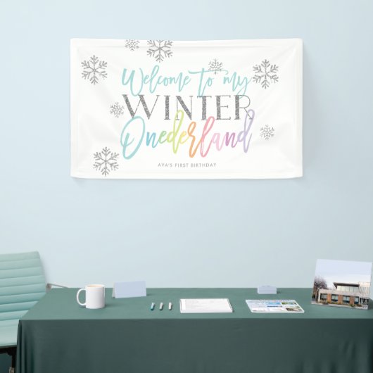 Winter ONEderland Silver Rainbow Welcome Sign. Spandoek (Beurs)