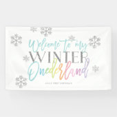 Winter ONEderland Silver Rainbow Welcome Sign. Spandoek (Horizontaal)