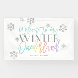 Winter ONEderland Silver Rainbow Welcome Sign. Spandoek