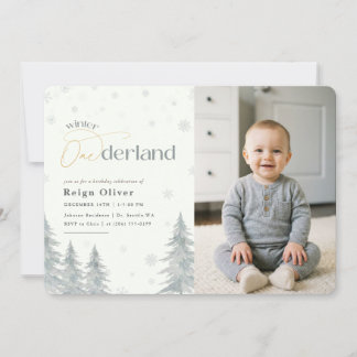 Winter Onederland Silver Snowflake 1st Birthday Kaart