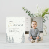 Winter Onederland Silver Snowflake 1st Birthday Kaart (Staand voorkant)