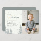 Winter Onederland Silver Snowflake 1st Birthday Kaart (Voorkant / Achterkant)