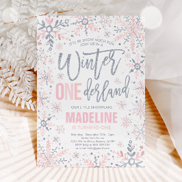 Winter ONEderland Silver Snowflake 1st Birthday Kaart