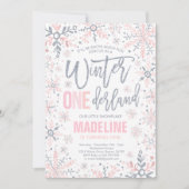 Winter ONEderland Silver Snowflake 1st Birthday Kaart (Voorkant)