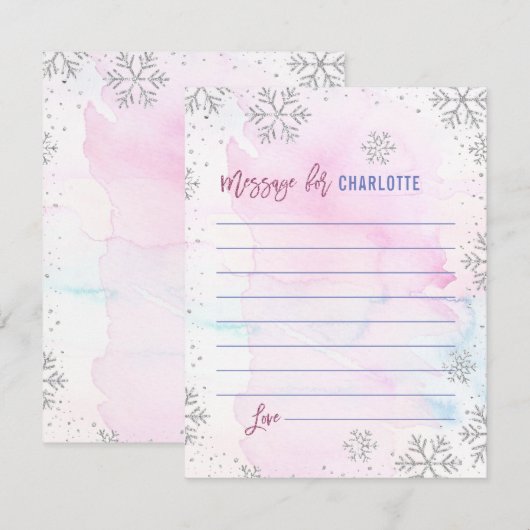 Winter ONEderland Silver Snowflake Time Capsule Notitiekaartje (Voorkant / Achterkant)