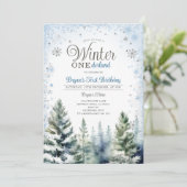 Winter Onederland Silver Snowflakes Tree Verjaarda Kaart (Staand voorkant)
