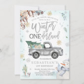 Winter ONEderland Silver Winter Truck Snowman Kaart (Voorkant)