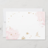 Winter Onederland Sleigh Pink Gold 1e verjaardag Kaart (Achterkant)