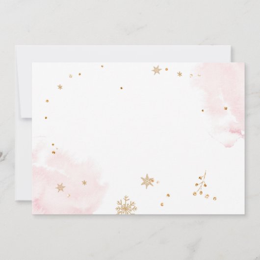 Winter Onederland Sleigh Pink Gold 1e verjaardag Kaart (Achterkant)