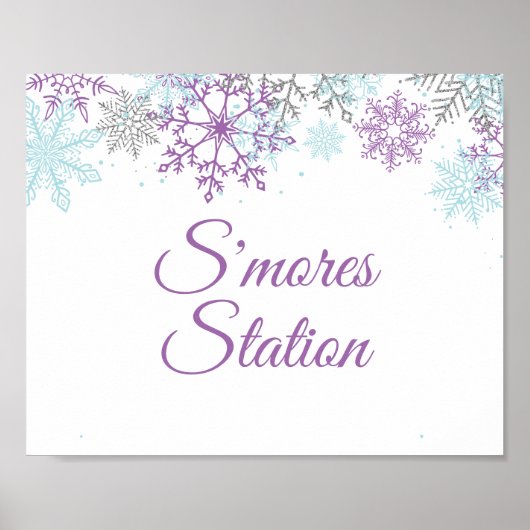 Winter Onederland S'mores Station Paarse Poster (Voorkant)
