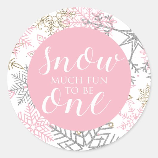 Winter Onederland Sneeuw veel plezier om een stick Ronde Sticker (Voorkant)