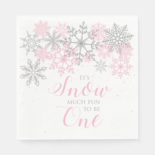 Winter Onederland Sneeuw Veel plezier servet (Voorkant)