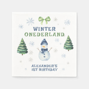 Winter Onederland Sneeuwman 1e Verjaardag  Servet