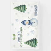 Winter Onederland Sneeuwman 1e Verjaardag Spandoek (Verticaal)