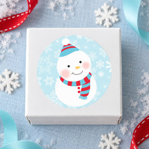 Winter ONEderland Sneeuwman Gezicht Sneeuwvlok Ronde Sticker