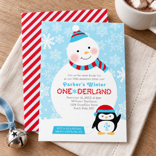 Winter ONEderland Sneeuwman Pinguïn Slee Kaart