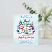 Winter onederland sneeuwmannen verjaardagsfeestje  (Staand voorkant)