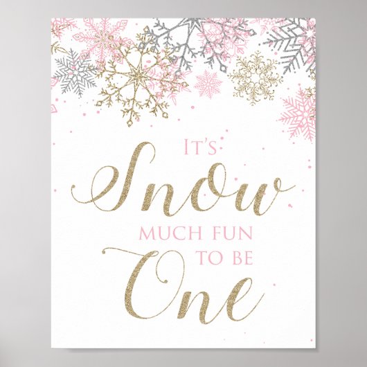 Winter Onederland Sneeuwt veel plezier om één bord Poster (Voorkant)