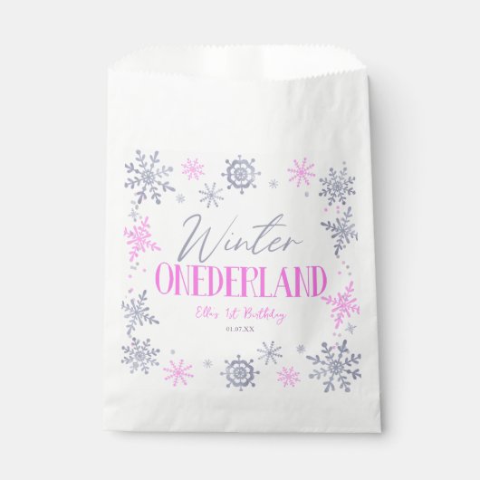 Winter ONEderland Sneeuwvlok 1e Verjaardagsfeest Bedankzakje (Voorkant)