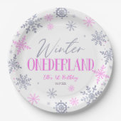 Winter ONEderland Sneeuwvlok 1e Verjaardagsfeest Papieren Bordje (Voorkant)