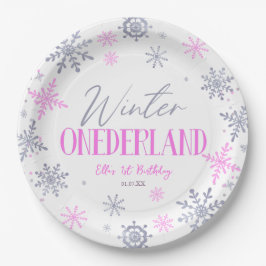 Winter ONEderland Sneeuwvlok 1e Verjaardagsfeest Papieren Bordje
