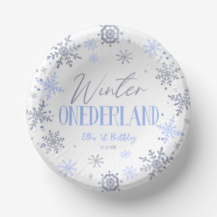 Winter ONEderland Sneeuwvlok 1e Verjaardagsfeest Papieren Kommen