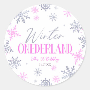 Winter ONEderland Sneeuwvlok 1e Verjaardagsfeest Ronde Sticker