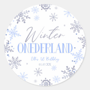 Winter ONEderland Sneeuwvlok 1e Verjaardagsfeest Ronde Sticker