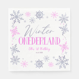 Winter ONEderland Sneeuwvlok 1e Verjaardagsfeest Servet