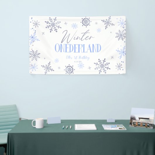 Winter ONEderland Sneeuwvlok 1e Verjaardagsfeest Spandoek (Beurs)