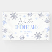 Winter ONEderland Sneeuwvlok 1e Verjaardagsfeest Spandoek (Horizontaal)