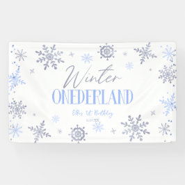 Winter ONEderland Sneeuwvlok 1e Verjaardagsfeest Spandoek