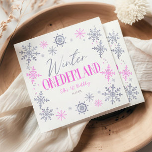 Winter ONEderland Sneeuwvlok 1e Verjaardagsfeestje Servet