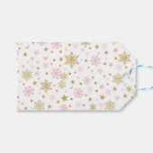 Winter ONEderland Sneeuwvlok Roze Goud Verjaardag Cadeaulabel (Voorkant (Horizontaal))