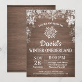 Winter Onederland Sneeuwvlok Rustiek 1e verjaardag Kaart (Voorkant / Achterkant)