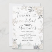 Winter Onederland Sneeuwvlok Witte Bloemen Verjaar Kaart (Voorkant)