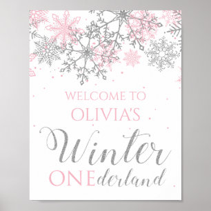 Winter ONEderland sneeuwvloke Welkomstteken Poster