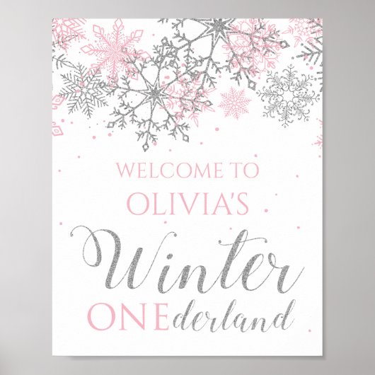 Winter ONEderland sneeuwvloke Welkomstteken Poster (Voorkant)